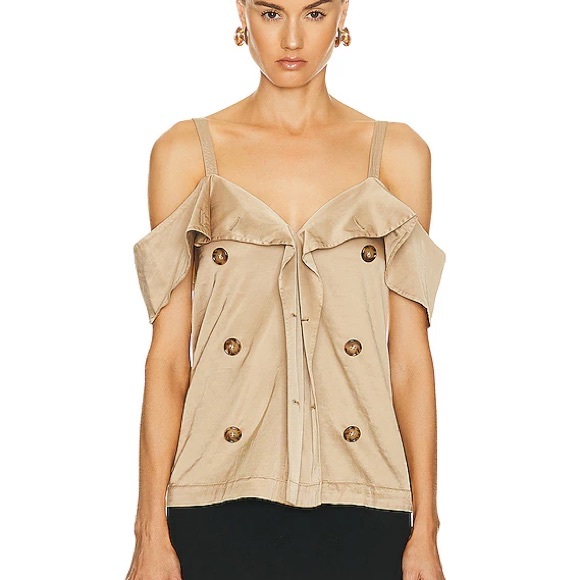 Burberry Beige Off-Shoulder Buttoned Top - Picture 8 of 8